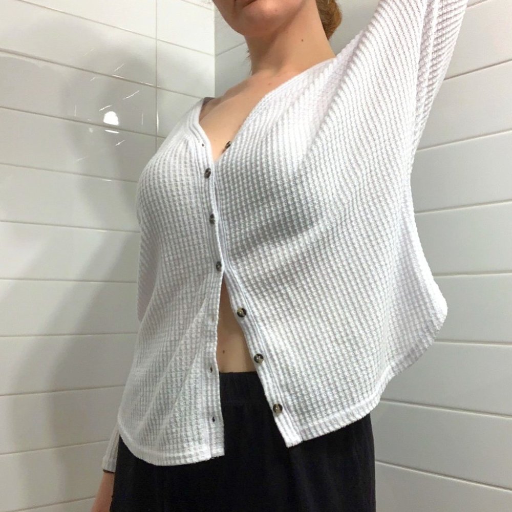 White Button-down Cardigan Sweater